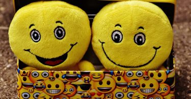 two smiley face emoji stuffed animals saying we are fine