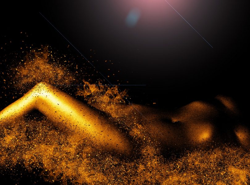 picture of woman with gold explosions who may rub one out