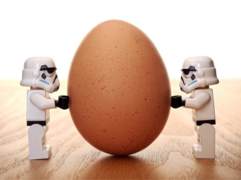 stormtroopers holding up an egg for balance