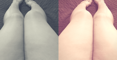 my thick thighs edited in a diptych image